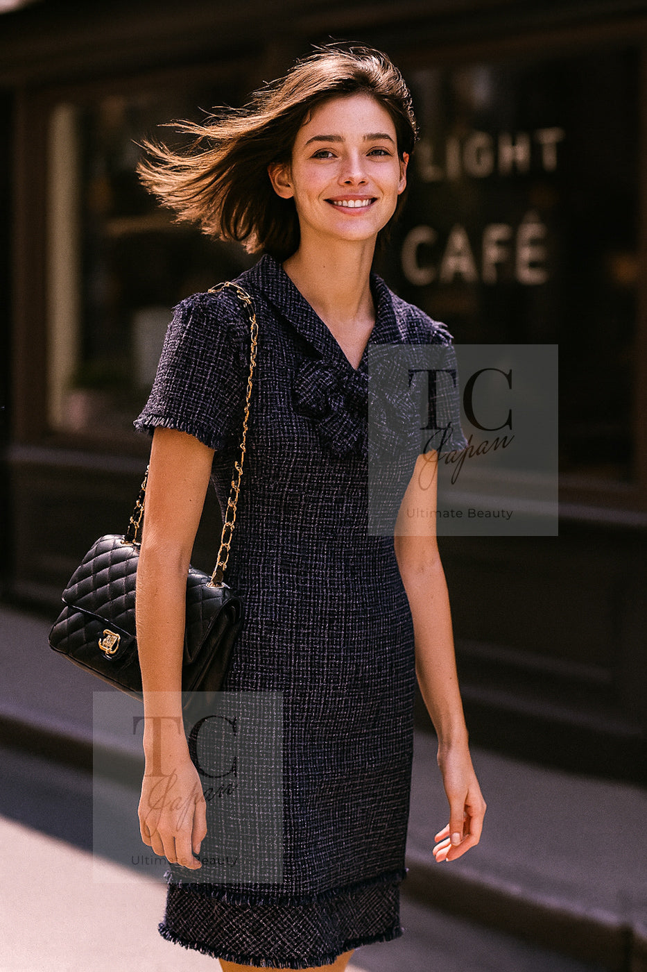 シャネル ワンピース CHANEL ブラック ネイビー パープル リボン