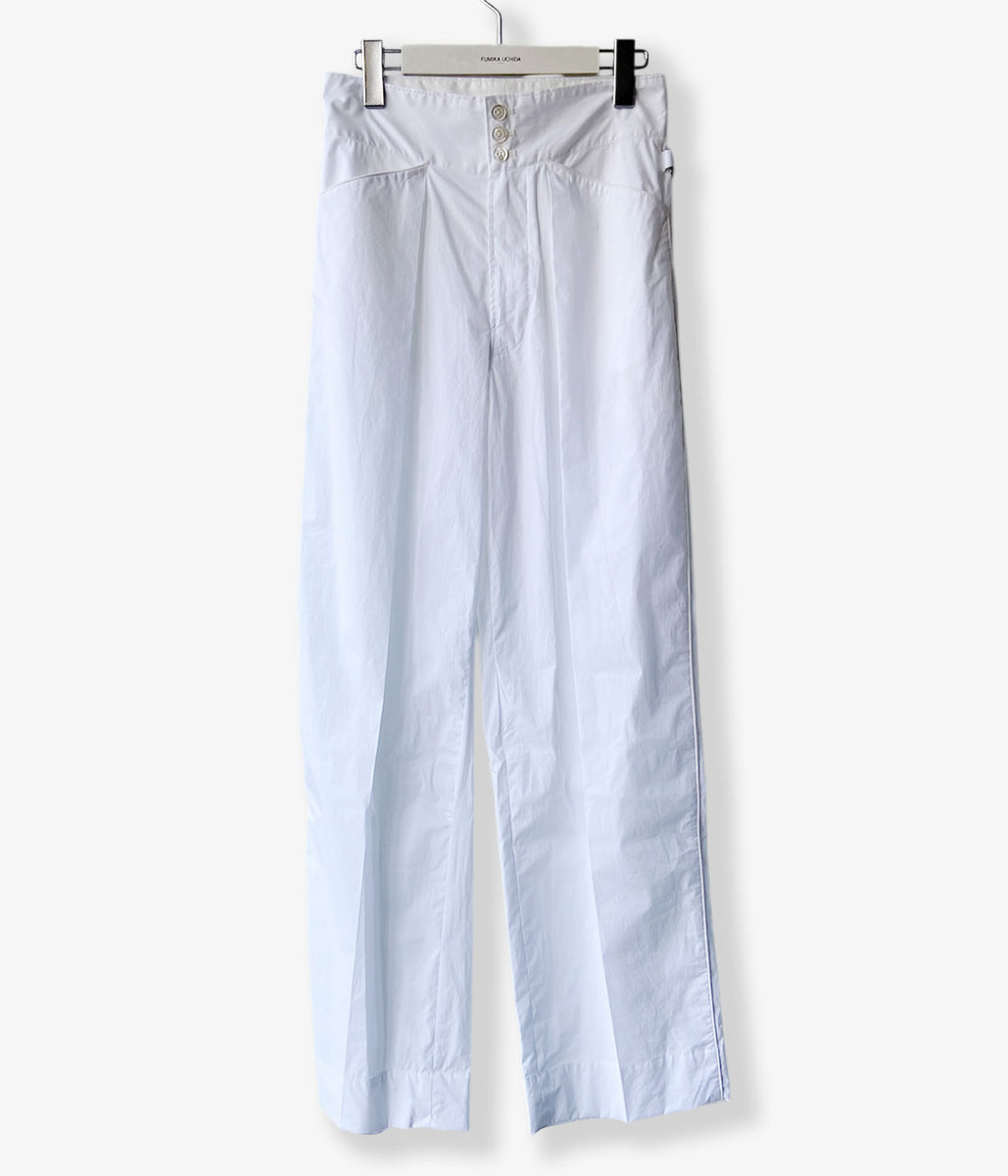 FUMIKA_UCHIDA/COATED COTTON SIDE TRIM SLACKS(WHITE)