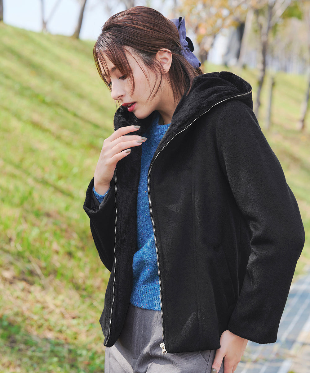 クリアランスセール】モッサ風フード付きショートコート – Tiaclasse