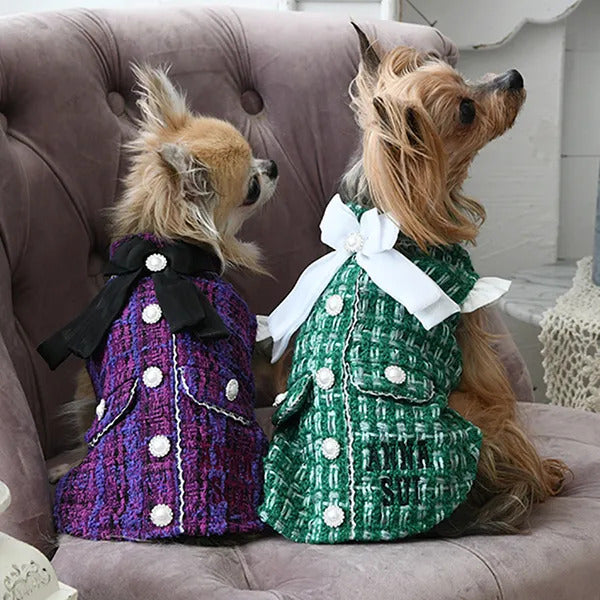 アナ スイ ANNA SUI リボン付きツイードワンピース【小型犬 犬服