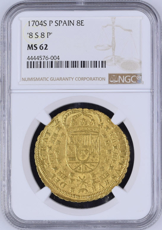 スペイン フェリペ5世1704-S P AV 8エスクード NGC MS62 | すべての
