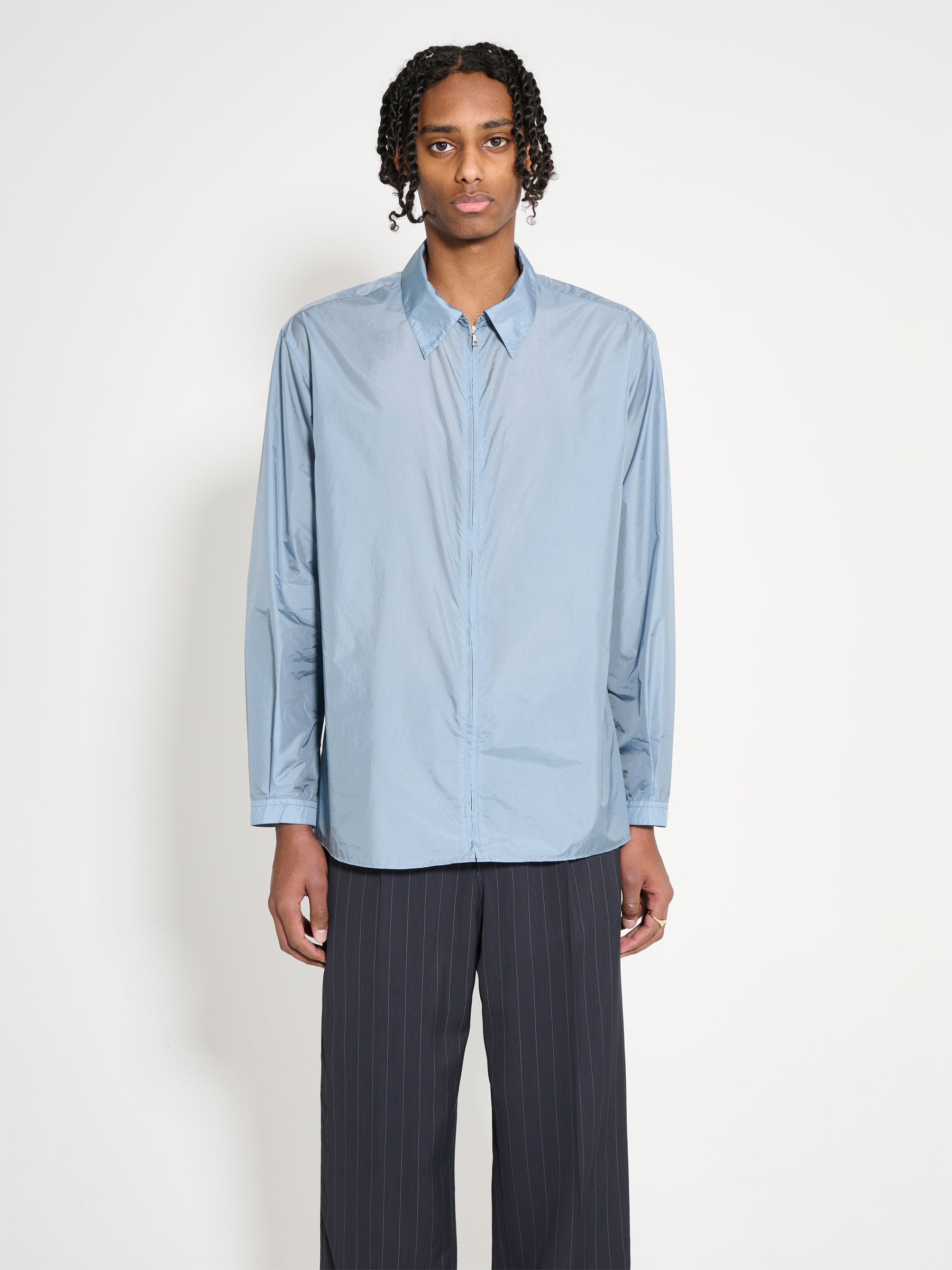 Auralee Light Nylon Zip Shirt Blue Grey – Très Bien