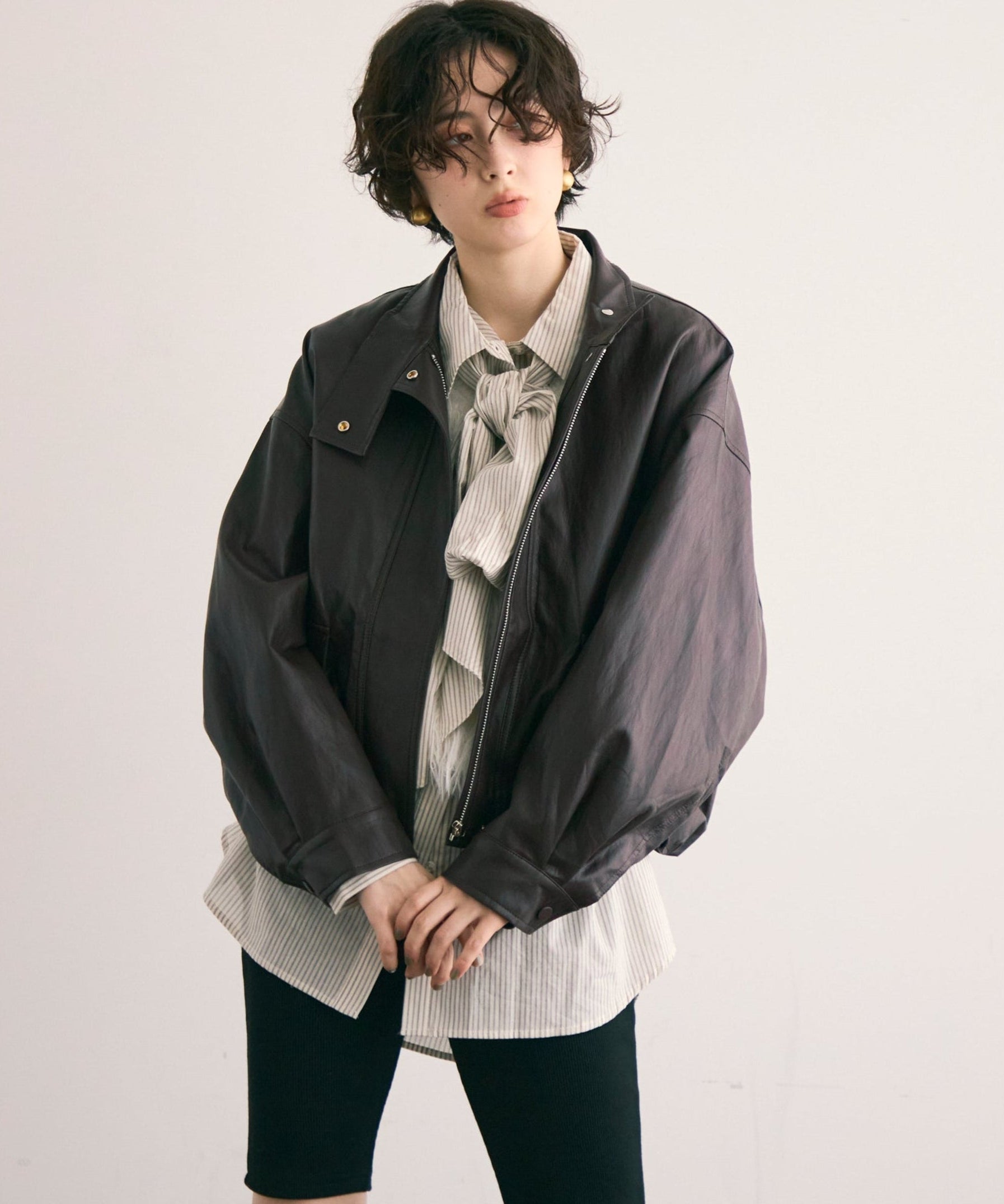 ソフトヴィーガンレザーバルーンブルゾン | Trish