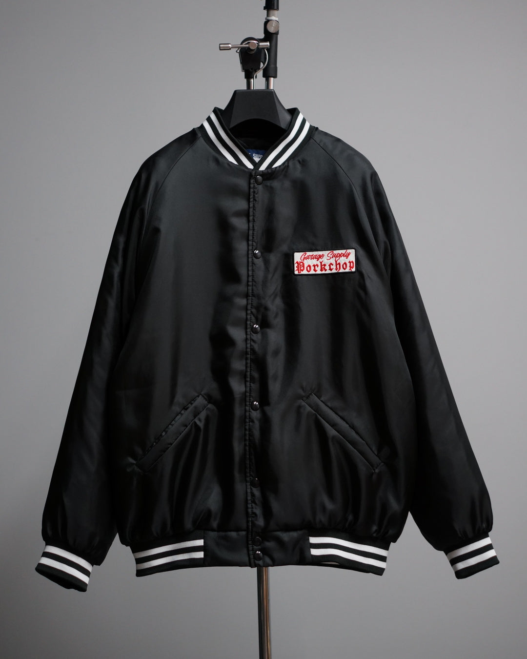 PORKCHOP | SATIN SPORT JKT - Black ポークチョップ スタジャンの通販