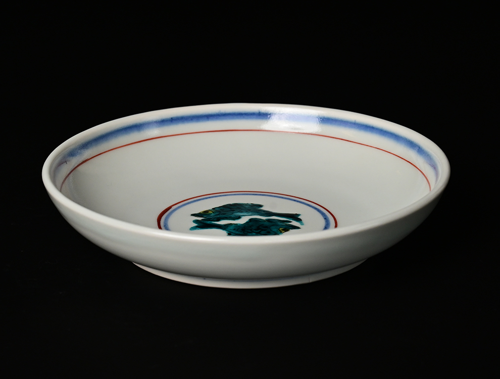 瀧田項一＿上絵双魚文皿｜黒のつかもと｜｜益子焼つかもと｜益子焼最大