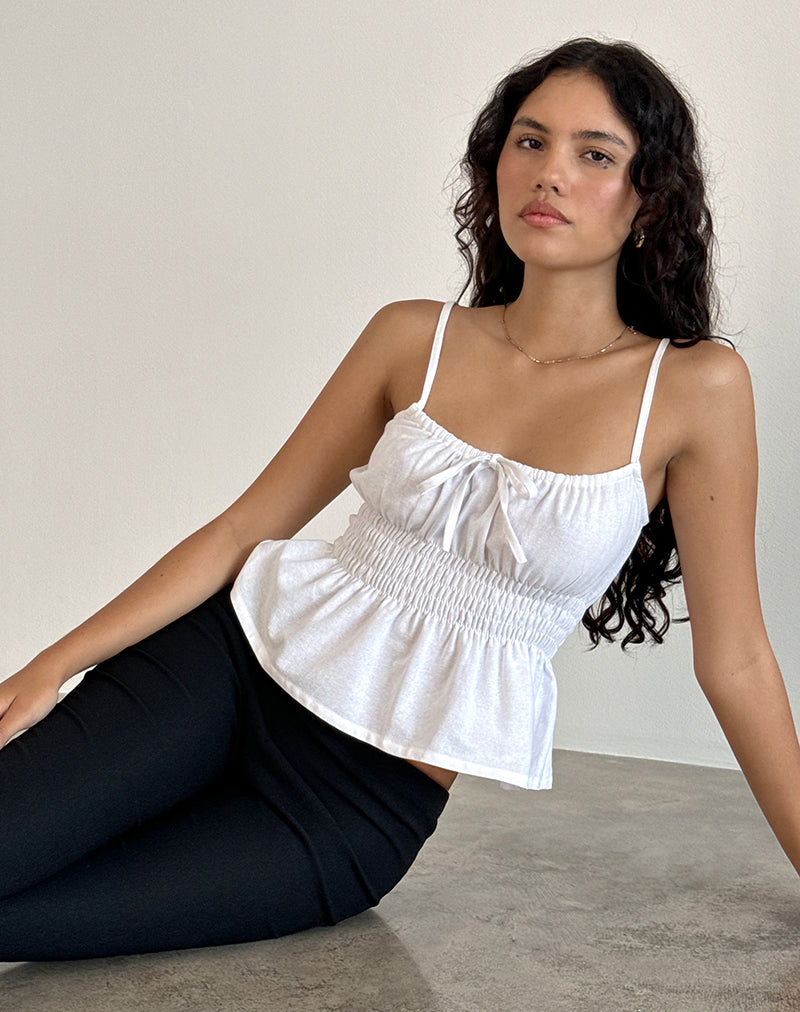 Off White Tie Front Cami Top | Lyncia – motelrocks-com-us