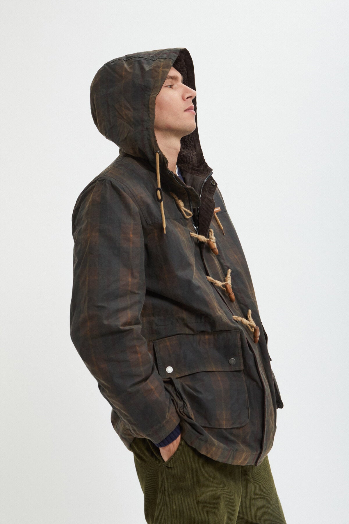 Wax Pattern Duffle Coat Brown Check | Baracuta