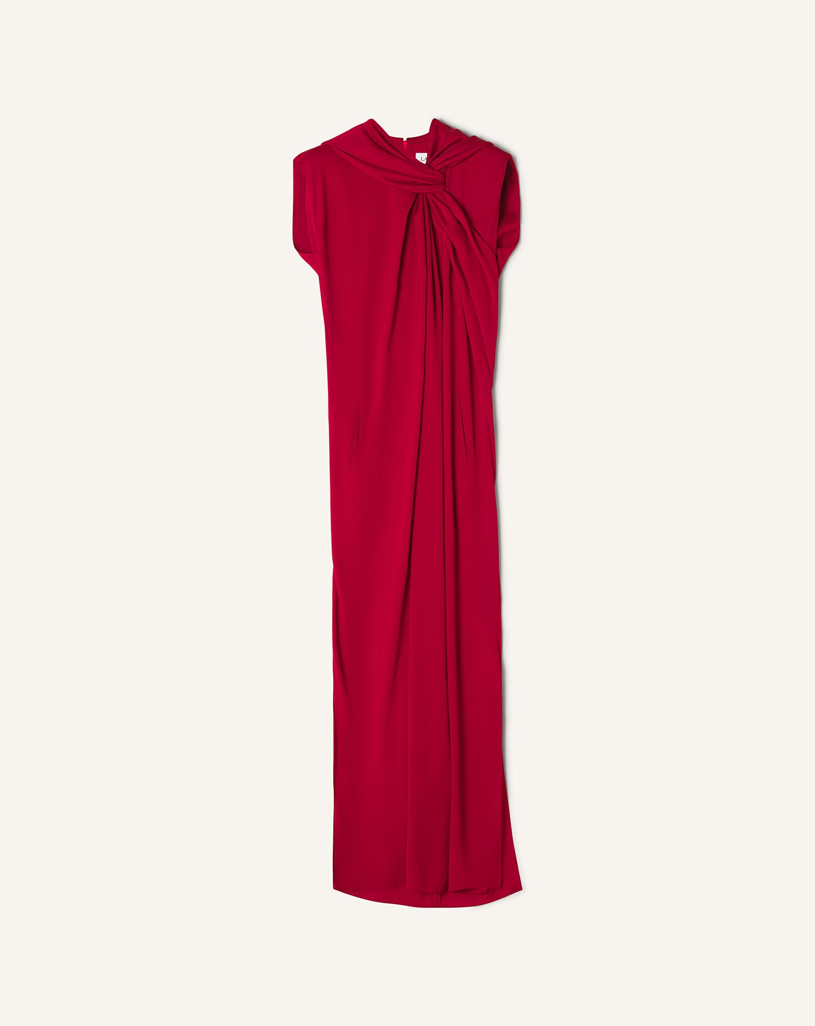 Red Long Knotted Dress In Satin | Lanvin