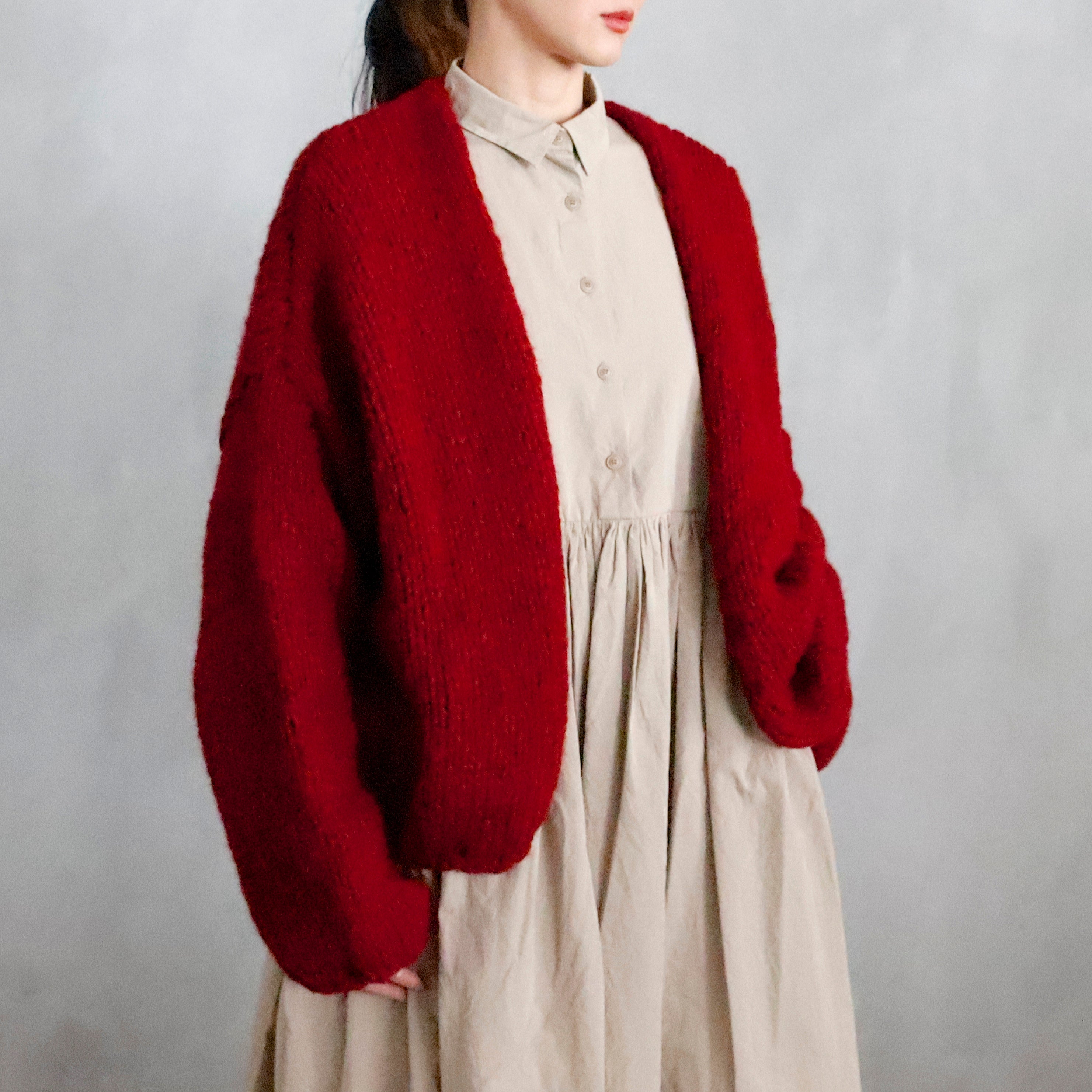 SHORT CARDIGAN ー RED – VISIONS