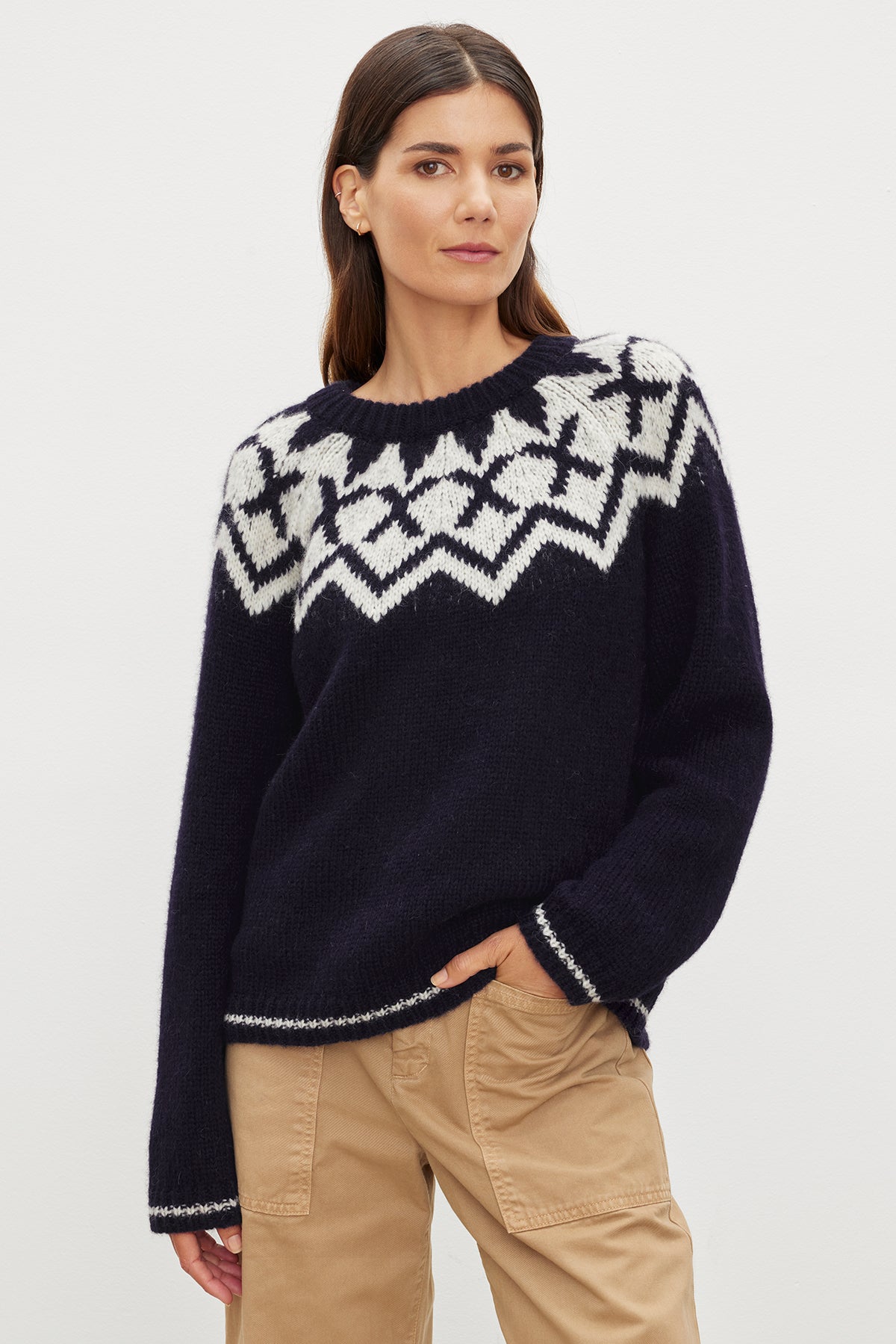 ALEXA ALPACA BLEND FAIR ISLE CREW NECK SWEATER – Velvet by Graham