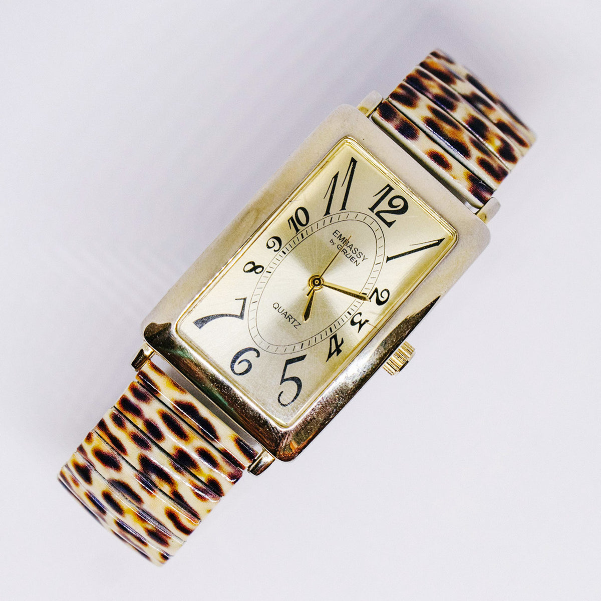 Gold-tone Embassy by Gruen Quartz Watch | Animal Print Women's