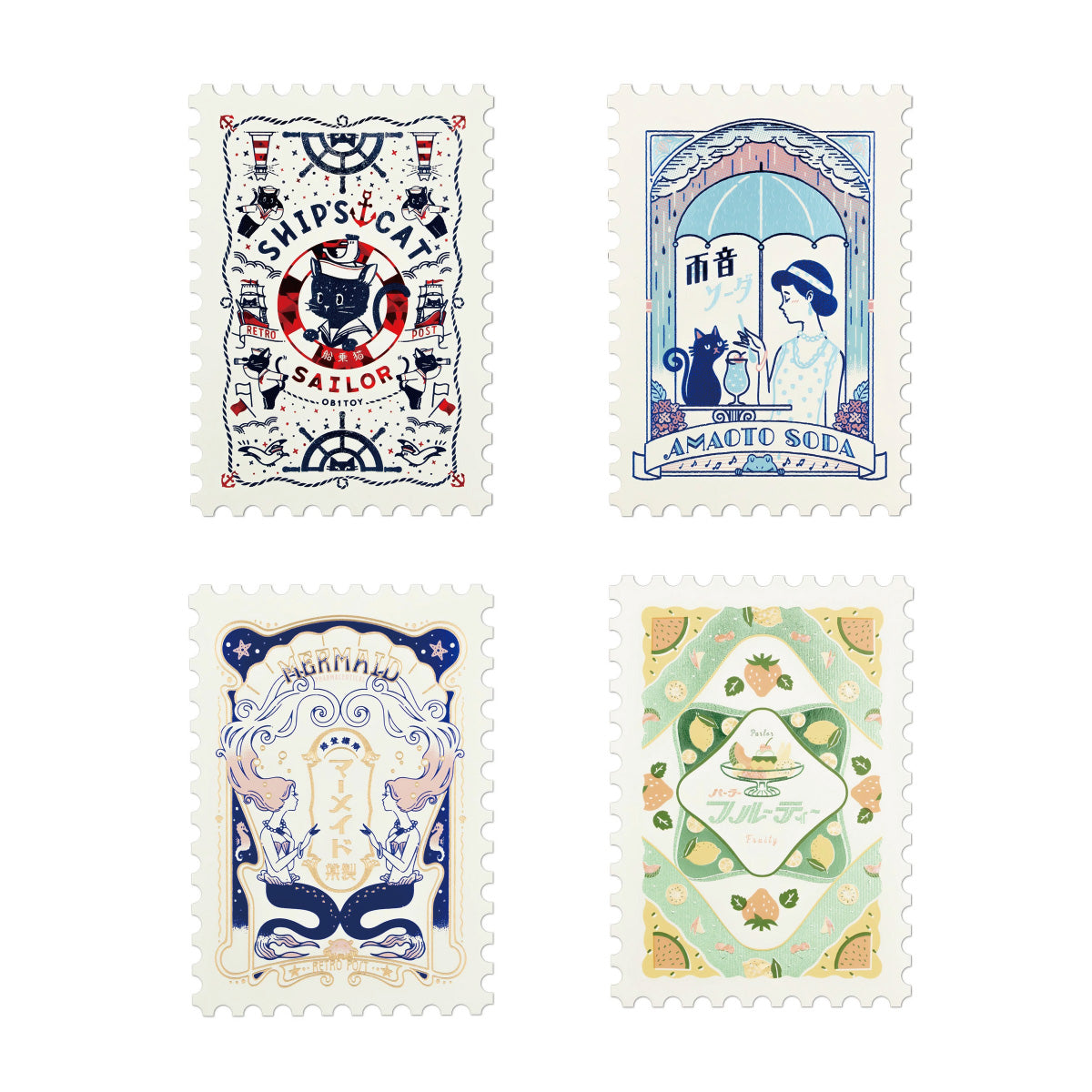 オビワン×ROKKAKU レトロ郵便 切手型ポストカード – 文化堂 │ Pentonote