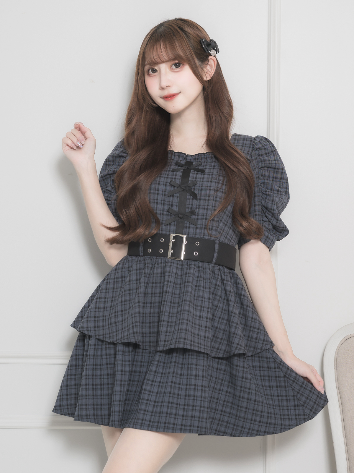 フロントリボンティアードミニワンピース – pium