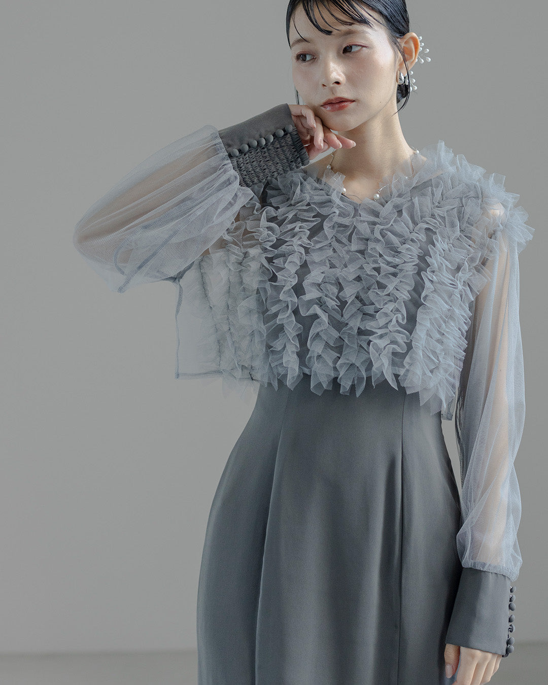 Dorry doll ] フリルブラウスセットドレス as25682 グレー