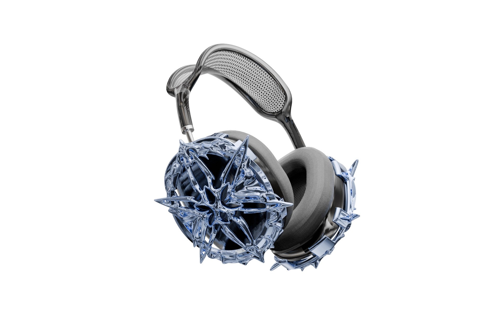 Crystalline Airpods Max Attachments (Chrome Blue) – Posthuman Lab