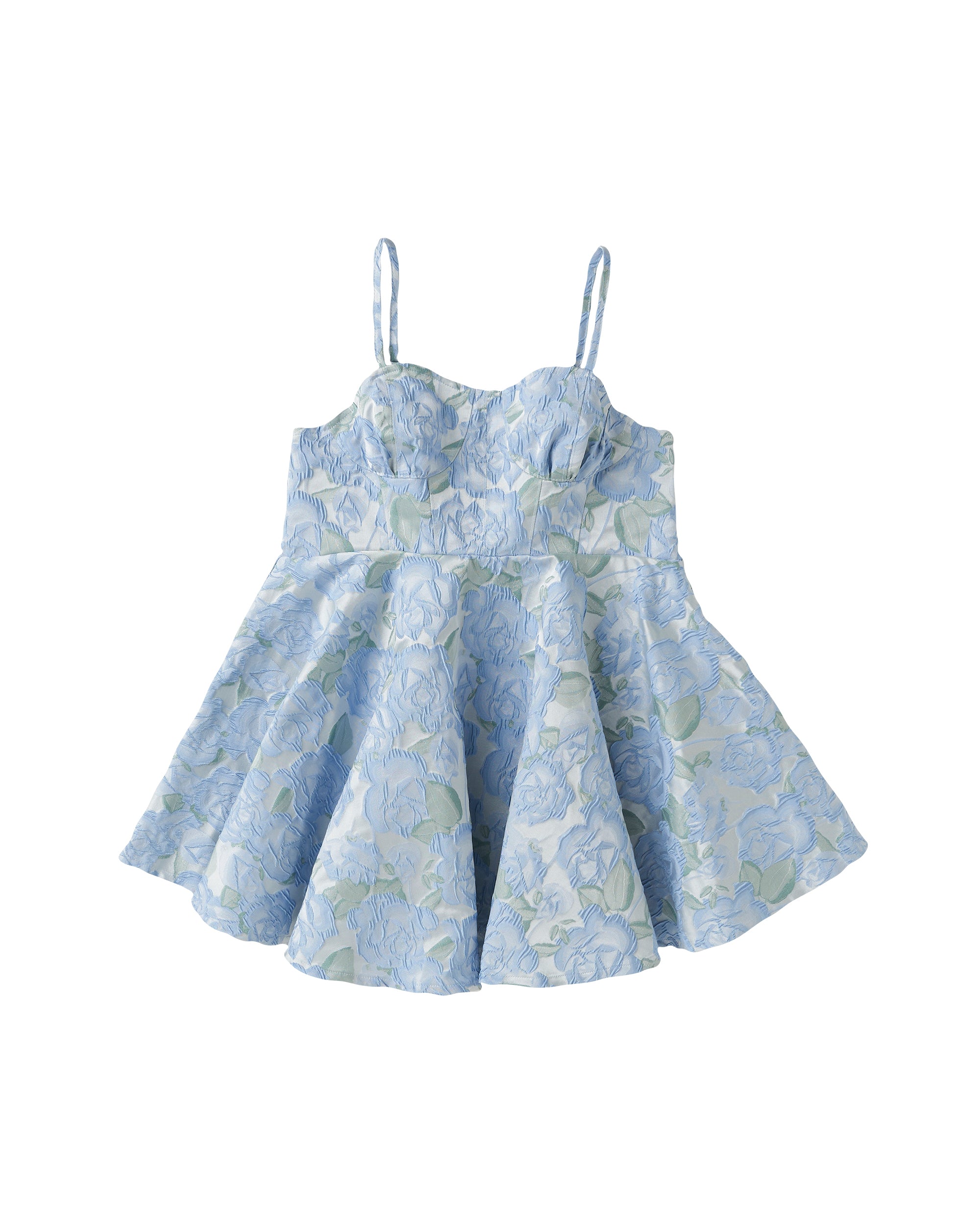 jacquard flare cami tunic (blue flower)