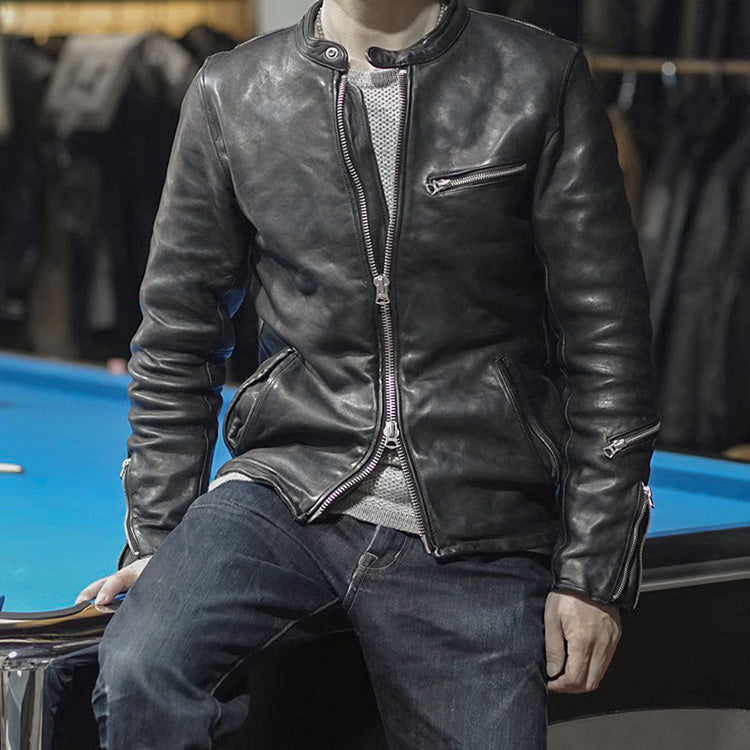 カフェレーサースタイル 植物タンニンなめし ウォッシュ加工 シープ