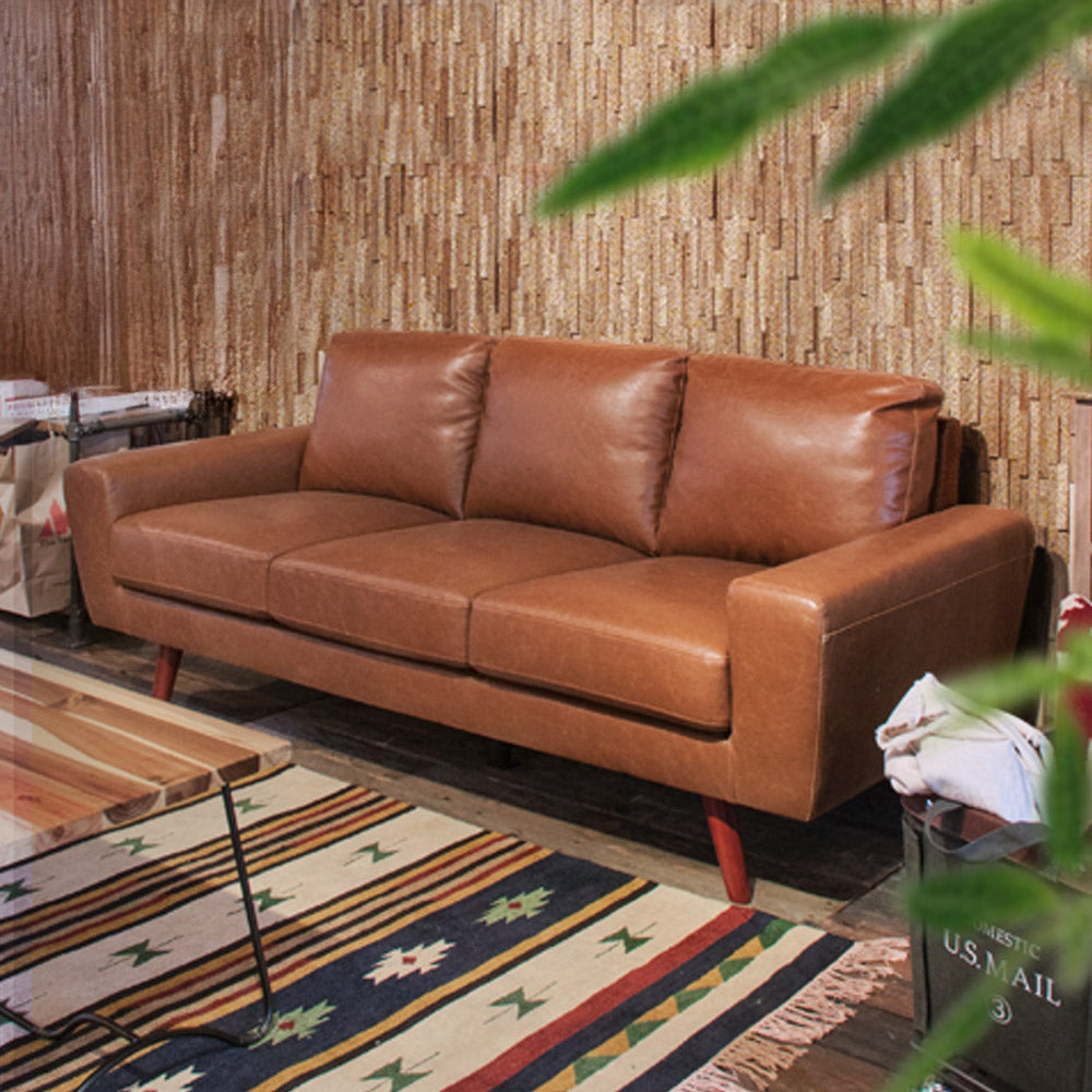 花様】ブラウン ソファ 花様】ブラウン ソファ 幅183cm] 3人掛けレザー