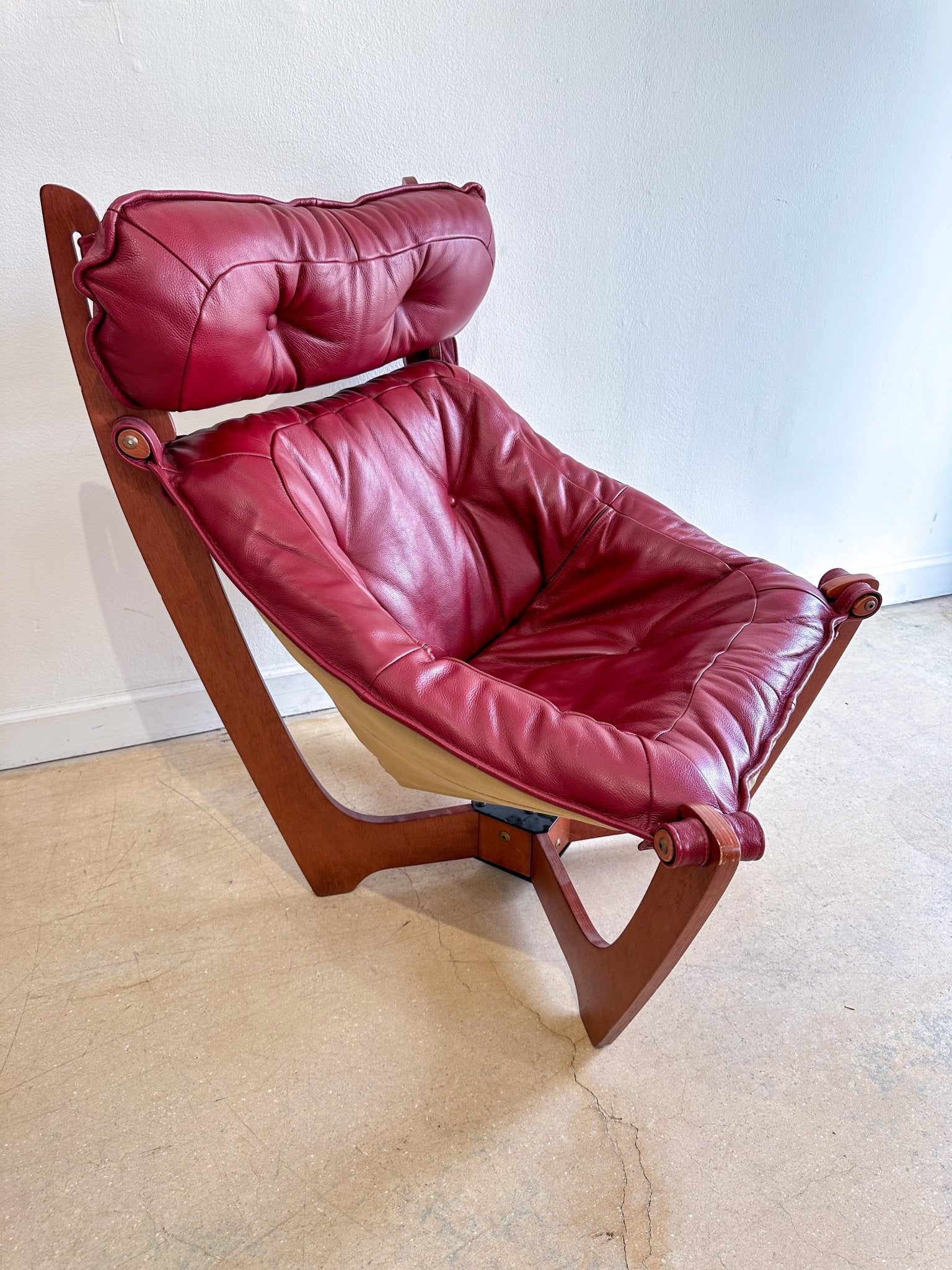 Dark Red Leather Luna Lounge Chair – Rehaus