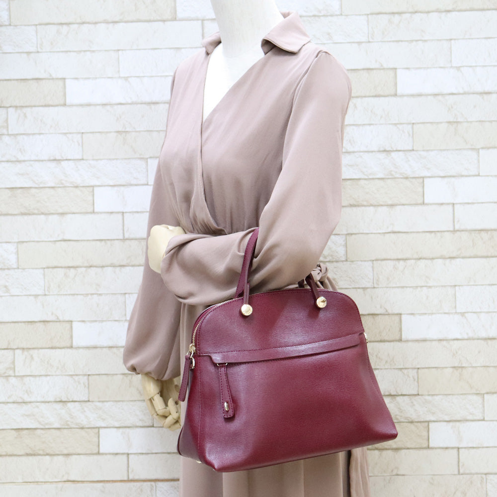 中古】 フルラ Furla ショルダーバッグ 2way パイパー レザー レッド