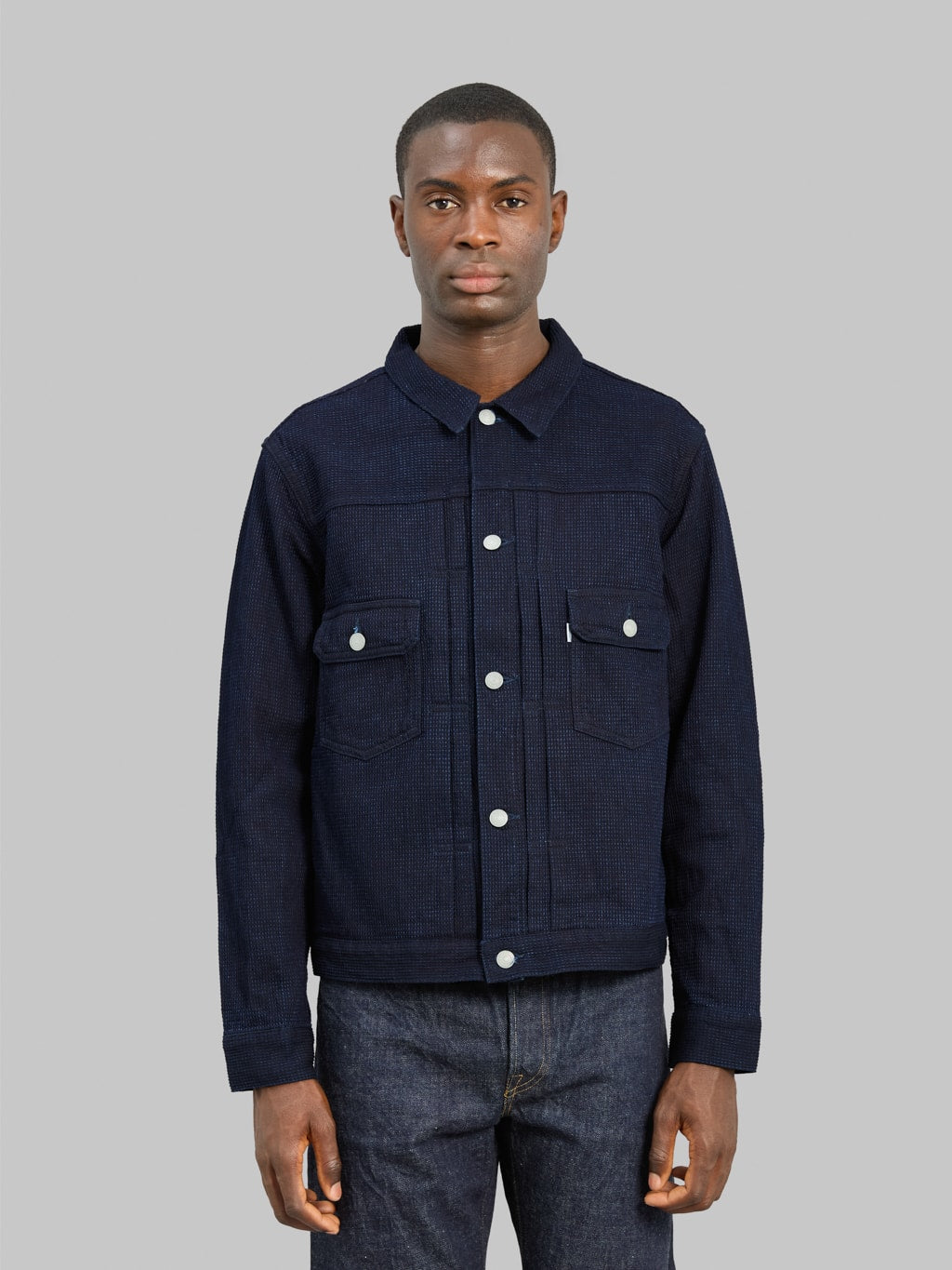 Omoto Denim 3220 12oz Cube Sashiko Type II Jacket – Indigo Black