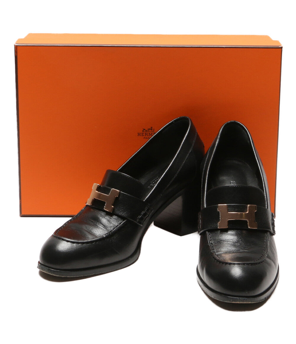 エルメス モカシン ドーフィン ブラック ピンクゴールド ローファー