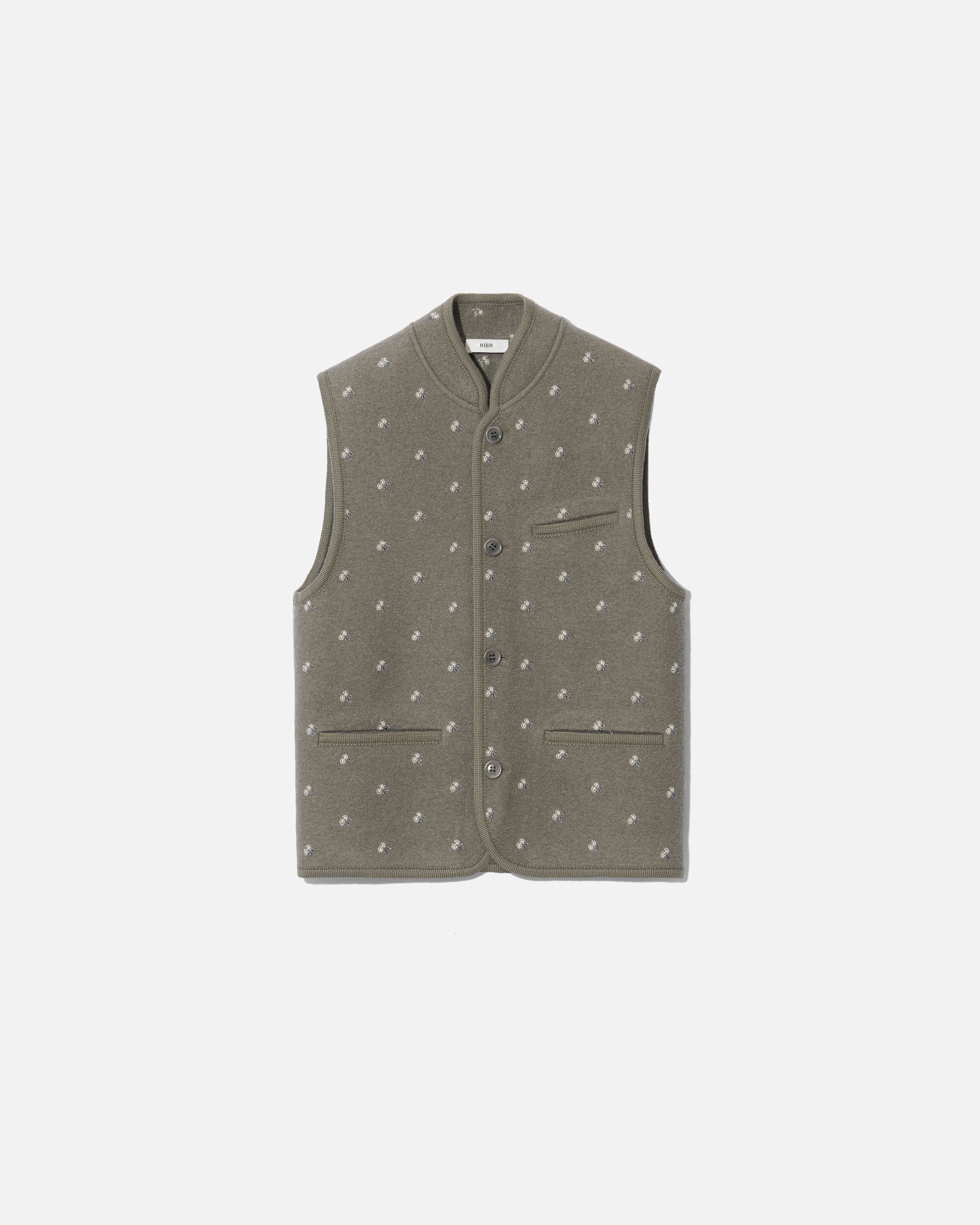 RIER | Walker gilet boxy flowers camoscio | 100% natural wool