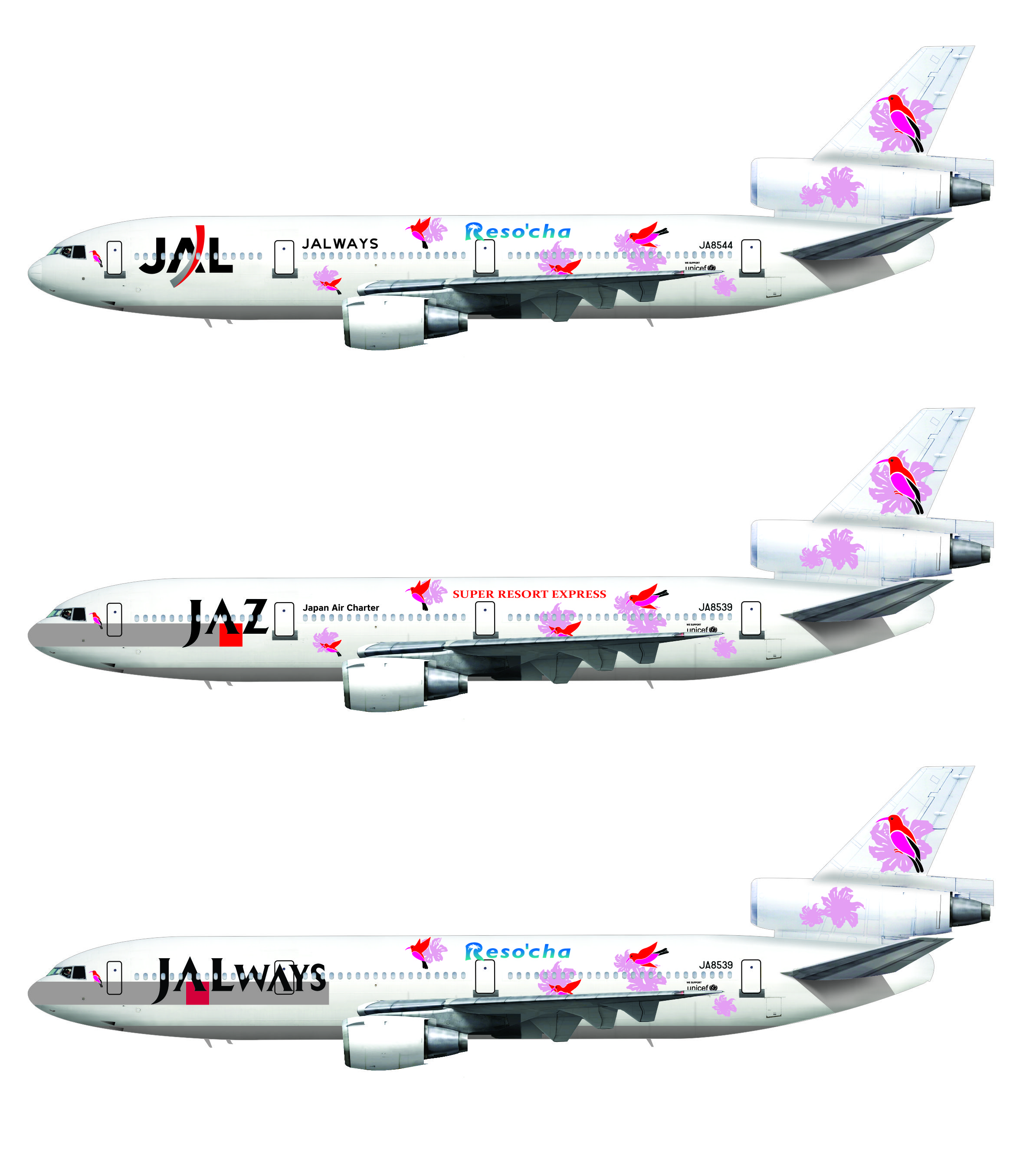 8aDecs.::.Decals Catalogue JAPAN AIRLINES RESOCHA DC-10-40 DECALSET