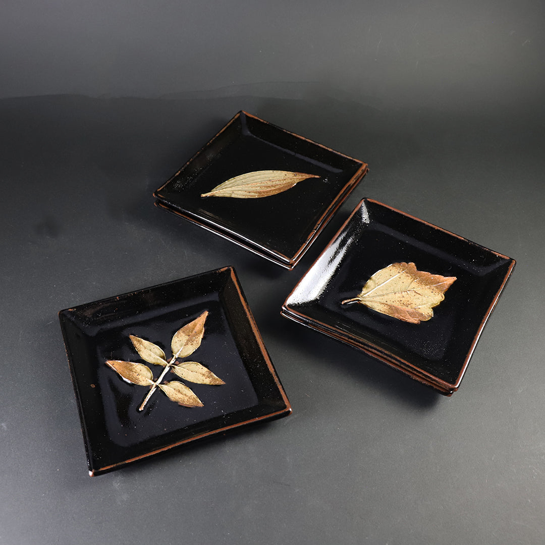 中里太郎右衛門窯 唐津木の葉銘々皿（五客組） – ギャラリー一番館