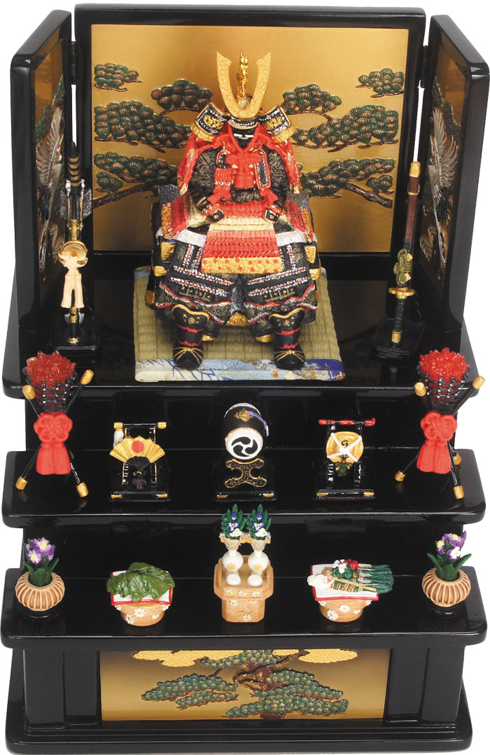 鎧大赤 三段飾り（黒）【丹青堂製】 商品詳細 丹青堂｜書道用品・日本