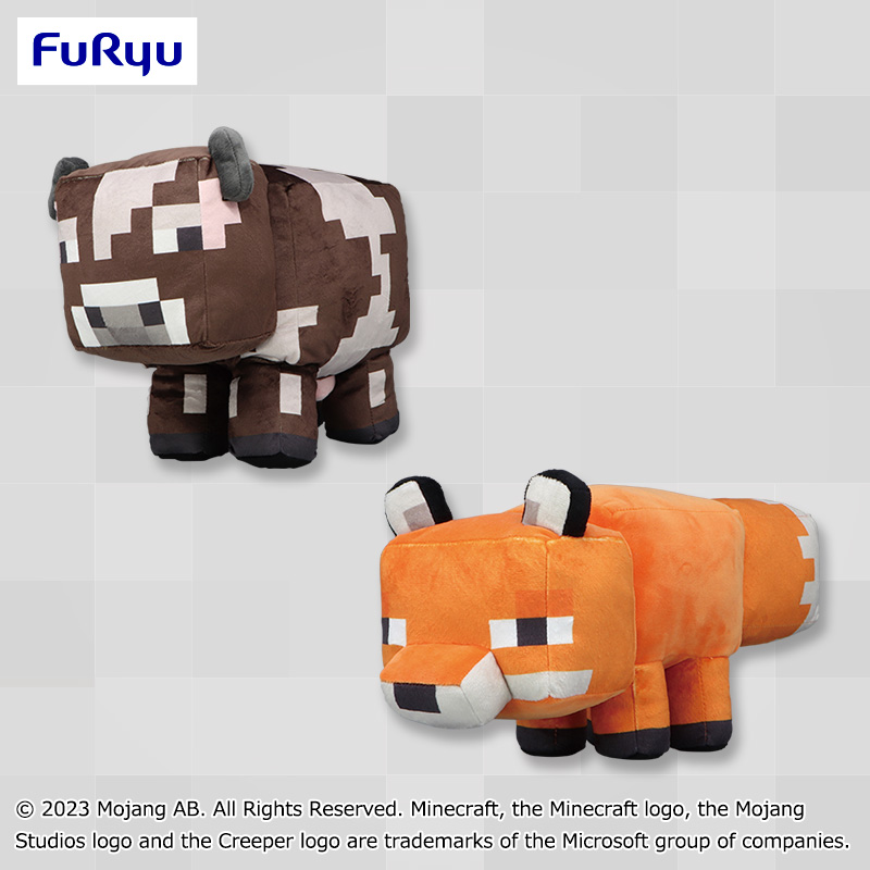 マインクラフト Pixel tales BIGぬいぐるみ～ウシ・キツネ～｜タイトー