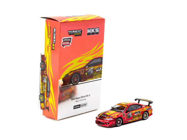 Tarmac Works 1/64 HKS Hiper Silvia RS-2 Chrome Red + VERTEX Toyota Mar