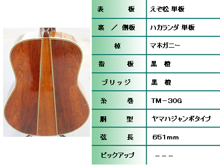 1980年製YAMAHA L－15 ハカランダ単板