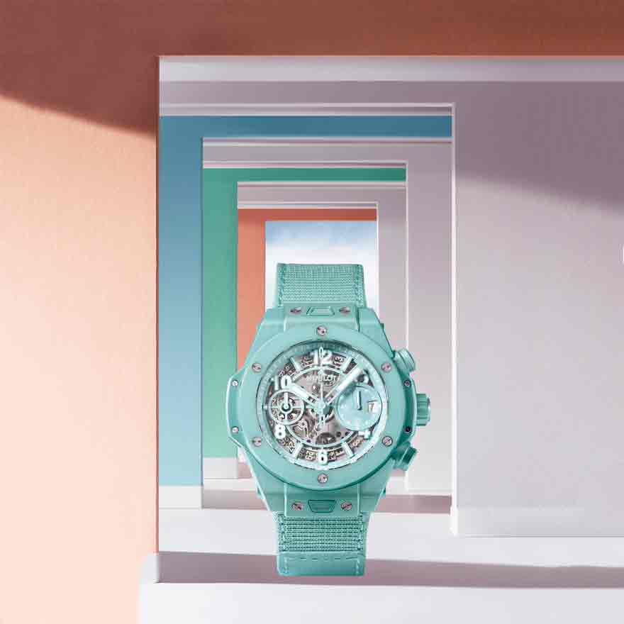 ターコイズ・ブルーに光り輝く夏時計、ウブロ「ビッグ・バン ウニコ