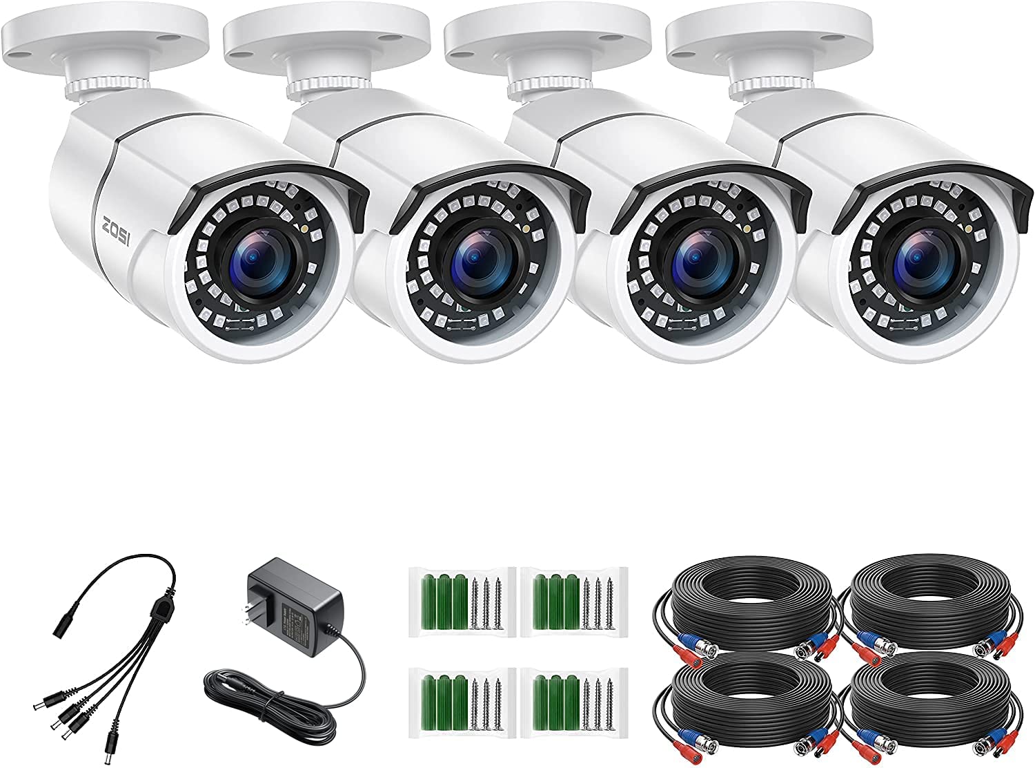 ZOSI公式】アナログ・防犯カメラ・防犯カメラ4台セット・ 230万画素