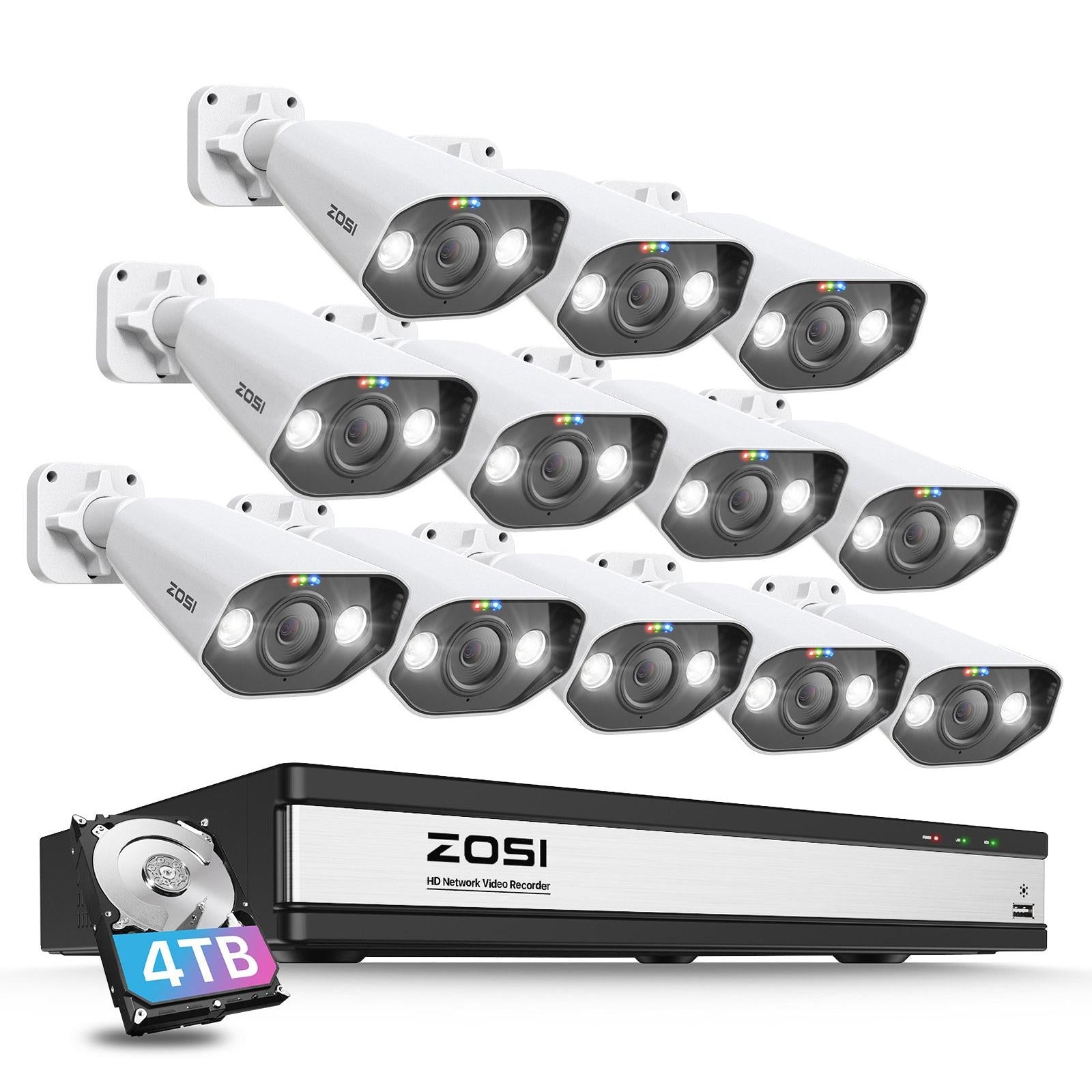 ZOSI poe防犯カメラセット16台 800万画素 防犯カメラpoe屋外 poe給電