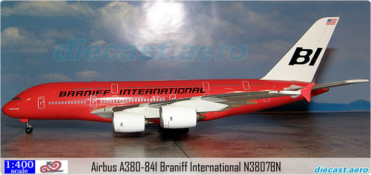Model Aircraft : Airbus A380-841 Braniff International Periwinkle