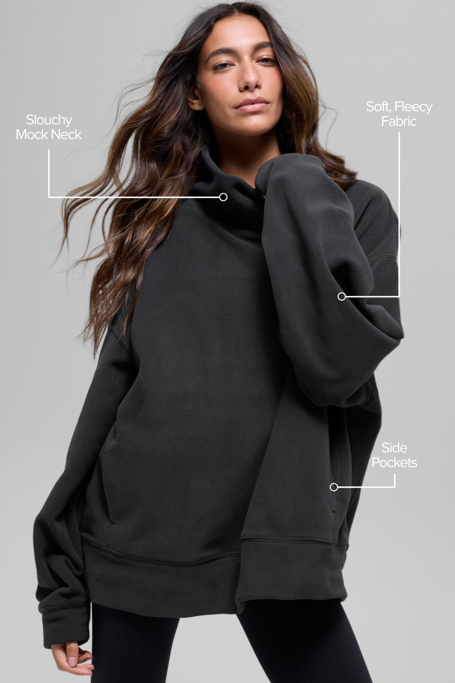 Polar Fleece Hazy Pullover - Black | ALO