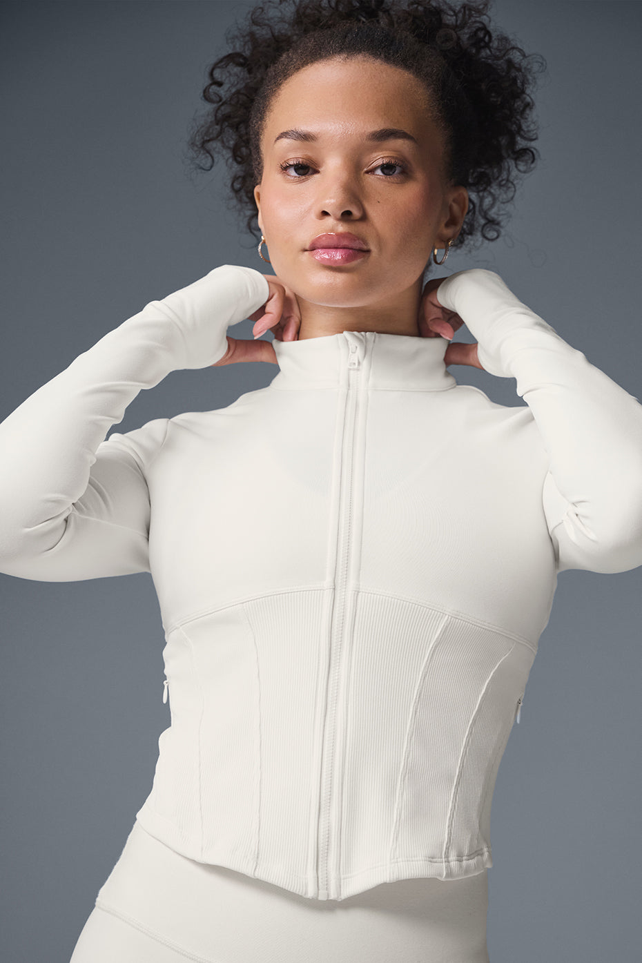 Airbrush Corset Full Zip Jacket - Ivory | ALO
