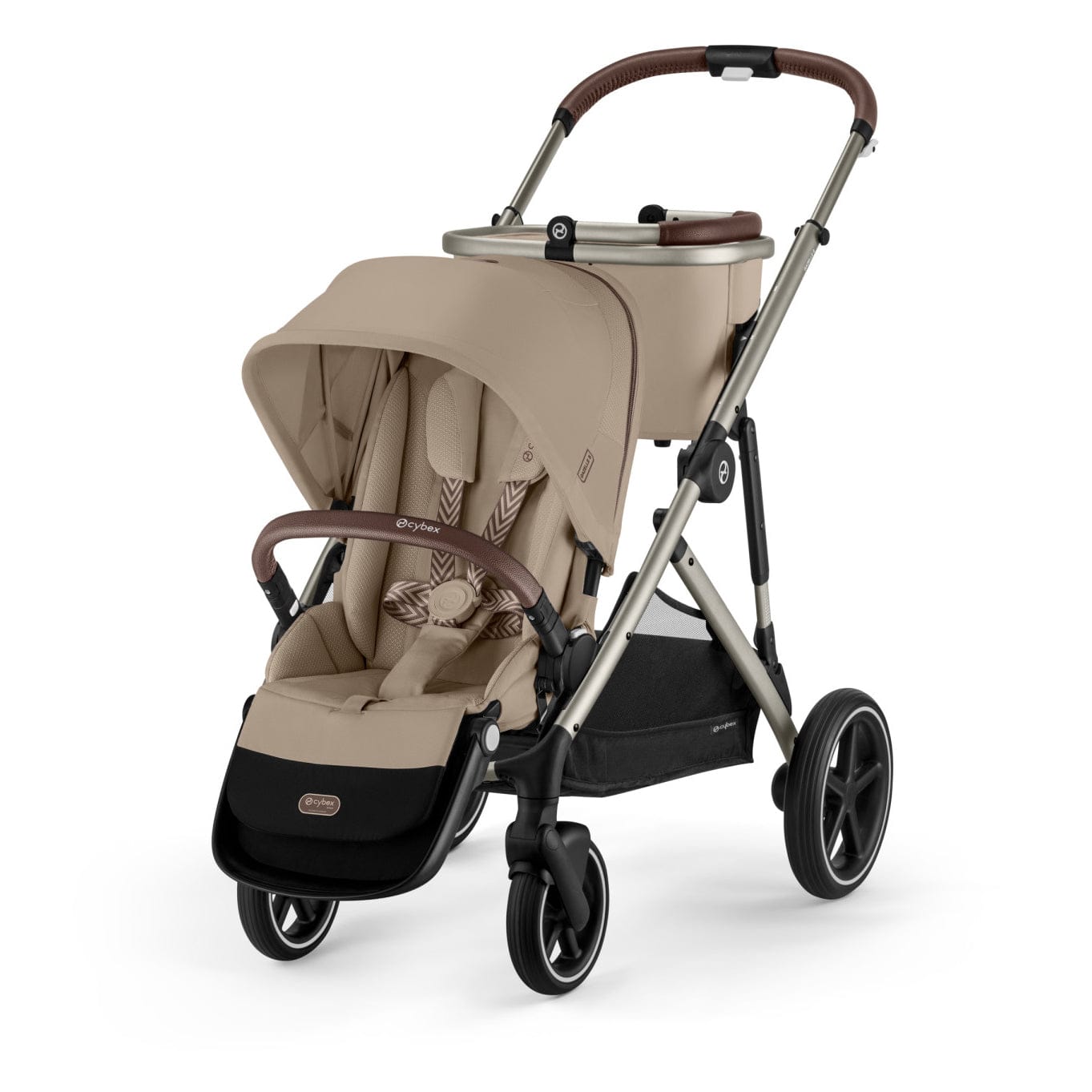 Cybex Gazelle S Single-to-Double Stroller - Taupe Frame / Almond