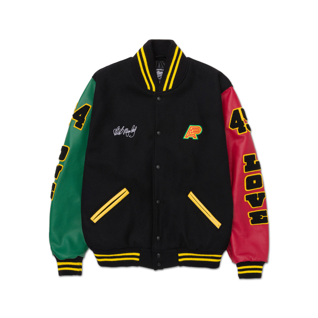 A&P x BOB MARLEY ONE LOVE VARSITY JACKET – ALBINO & PRETO