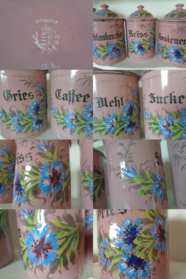 ホーロー花柄キャニスター アンティークショップ