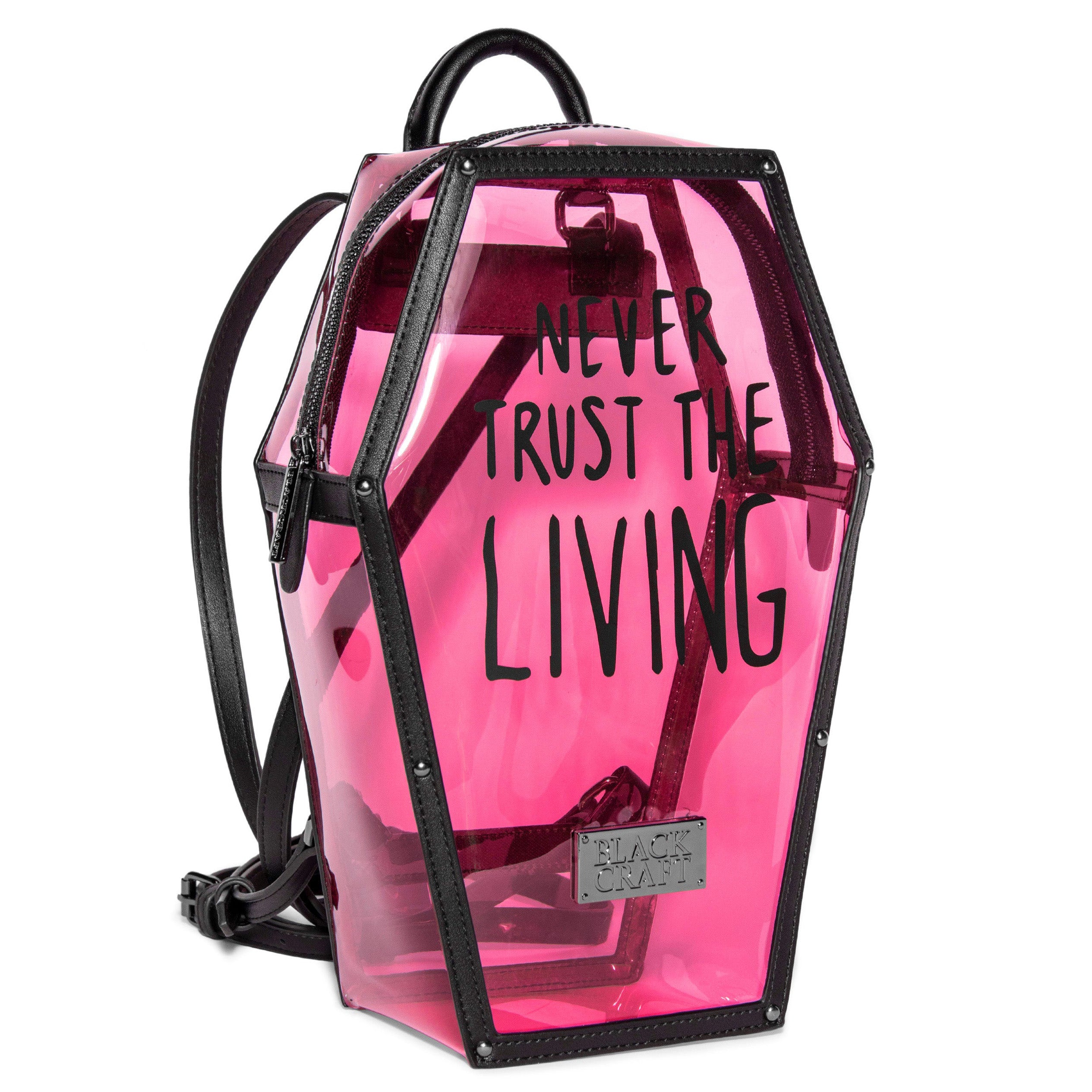 BLACKCRAFT Store - Never Trust Pink Clear Coffin Backpack – Blackcraft