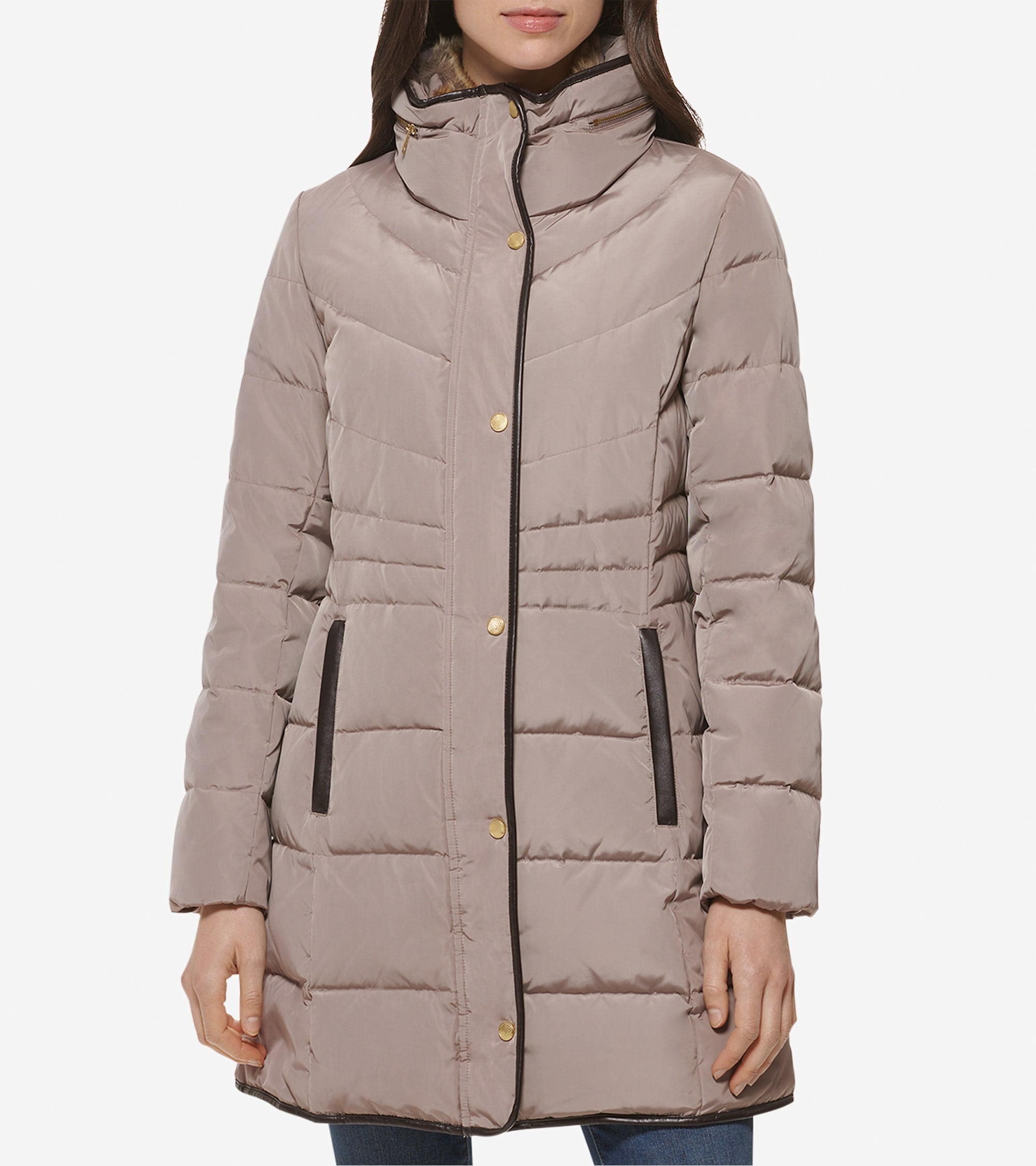 Women's Hidden-Hood Puffer Coat in Brown | Cole Haan