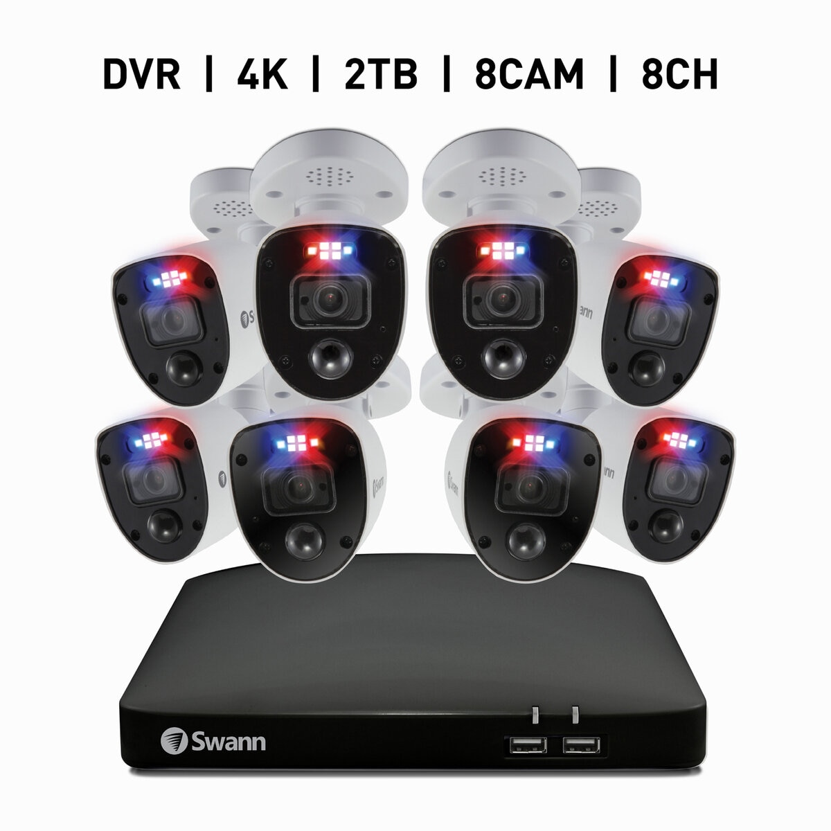 Swann（スワン）8CH 4K DVRシステム 2TB Enforcer バレット型 カメラ8