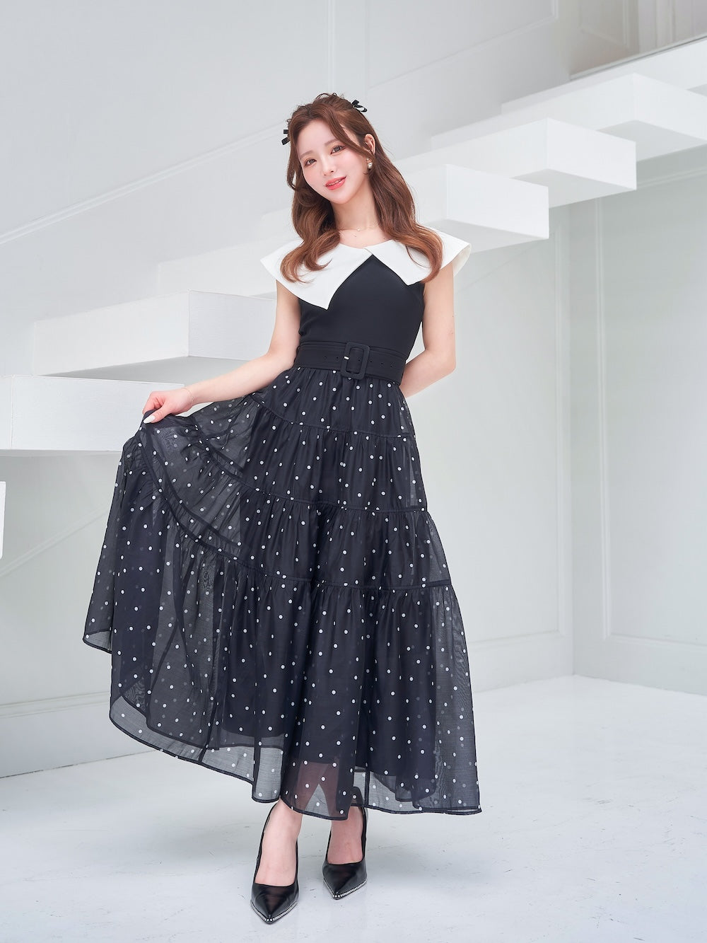 ビッグカラーオーガンジードットワンピース – Darich (ダーリッチ)