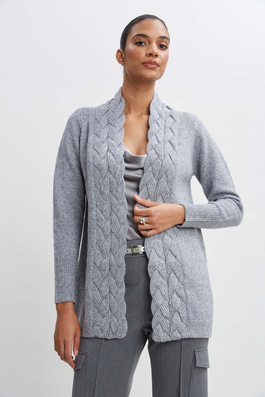 Metallic Cable Cardigan – Elie Tahari