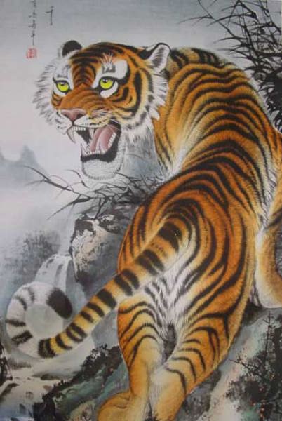 虎の掛け軸 龍山 虎の掛け軸 龍山
