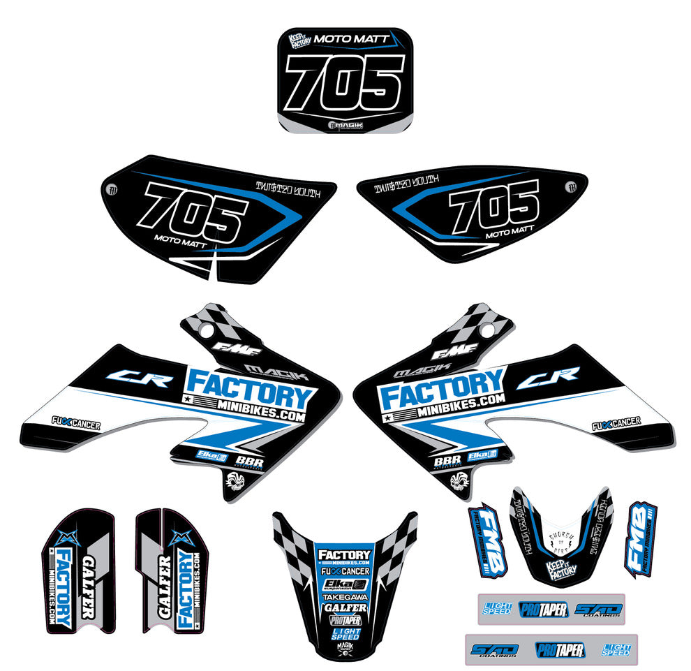 CRF50 Factory Minibikes Custom Graphics Kit w/ Name & Numbers