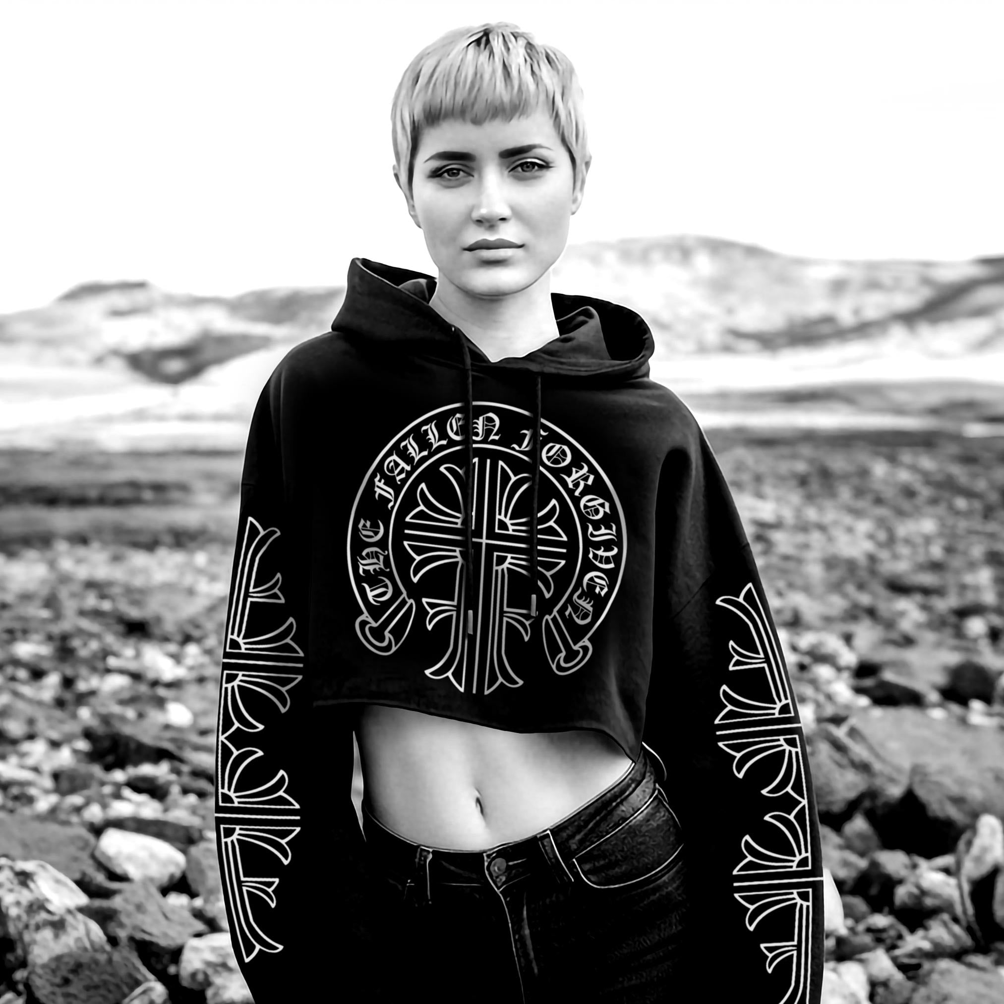 Chrome Cross Cropped Hoodie – Fallen Forgiven™